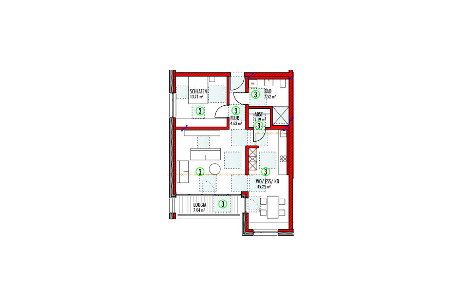 Grundriss Wohnung 3