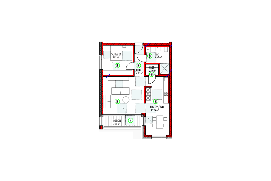 Grundriss Wohnung 8